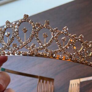 Metal and Rhinestone Tiara Crown for Birthday Bridal Quinceanera